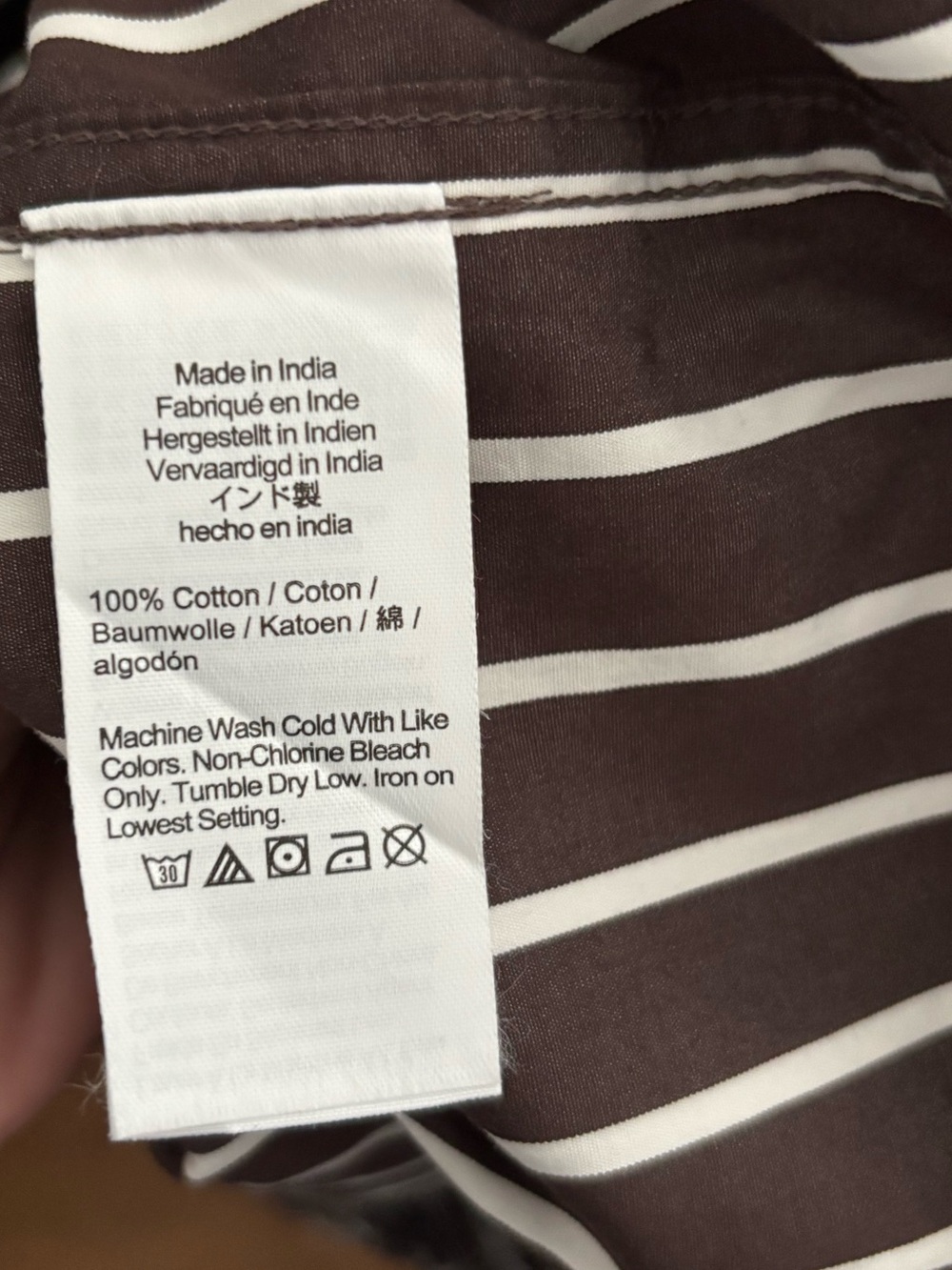 Madewell Drawstring Poplin Button-Up Shirt Chocolate Plum Stripe Size S - Picture 8 of 11